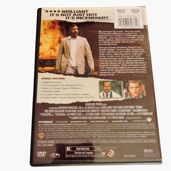 Syriana DVD Full Screen Edition Academy Award Winner George Clooney Drama - Picture 2 of 4